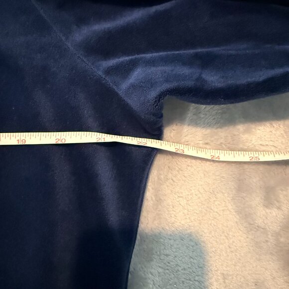 FILA Velour Track Suit Set Navy Blue Logo Tape Hoodie Joggers L/M - Picture 13 of 16